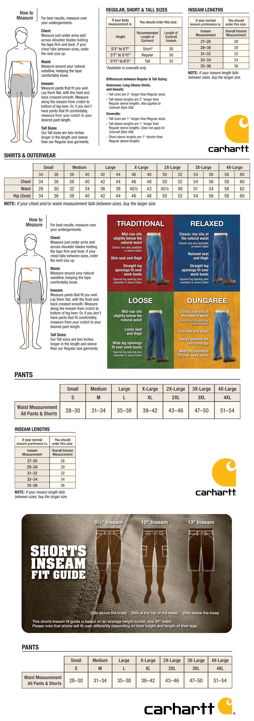 Carhartt Jackets Size Chart